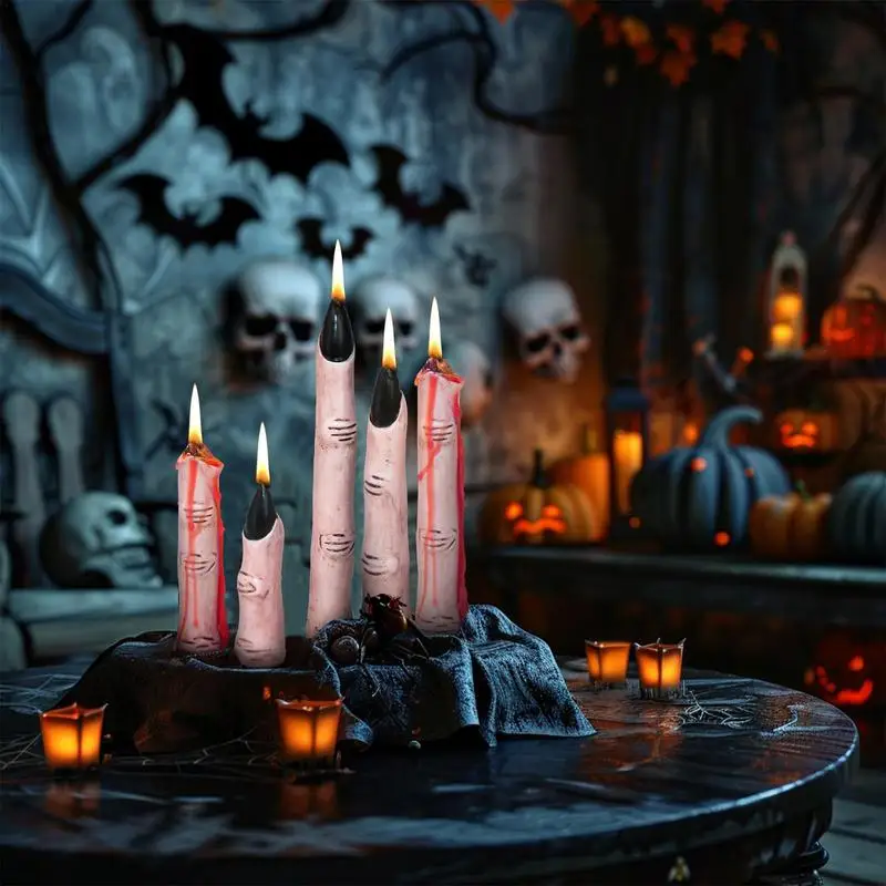 

Gothic Candles Novelties Decorative Finger Candles Palm Wax Light Halloween Horror Decoration Prop Horror Spooky Realistic