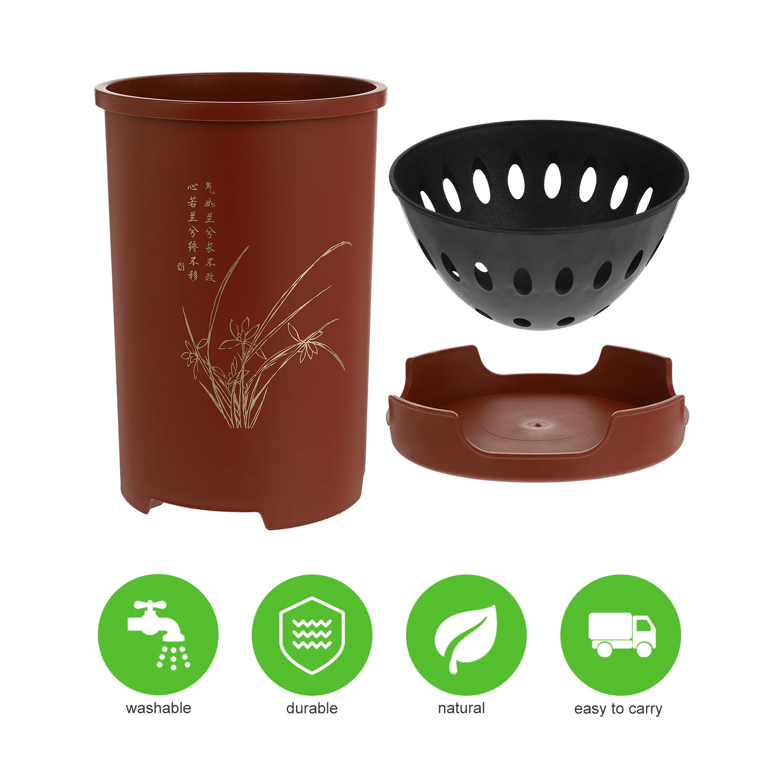 Vase Orchid Pot Home Flower Novel Flowerpot Flowerpots Holder Creative Practical Brown