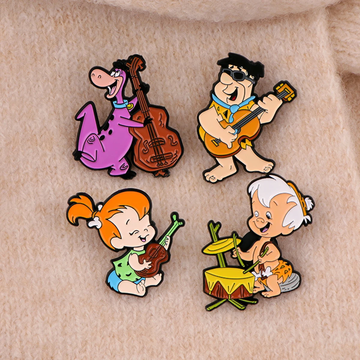 Anime Primitive Family Enamel Pin Cartoon Figures Pin Metal Lapel Brooch for Backpack Clothes Hat Badge Jewelry Accessories Gift