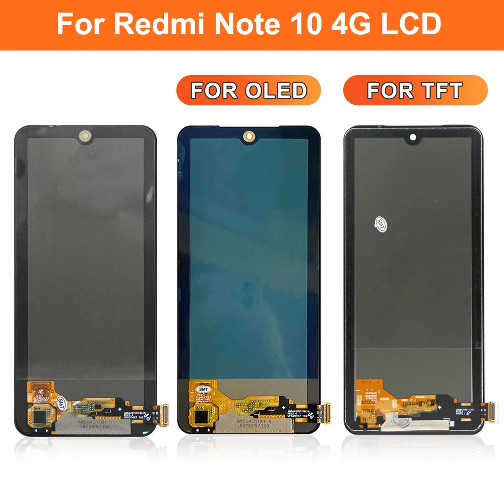 For Xiaomi Redmi Note 10 4G 6.43\'\'For Redmi Note 10S M2101K7AI LCD Display Touch Screen Digitizer Assembly Replacement