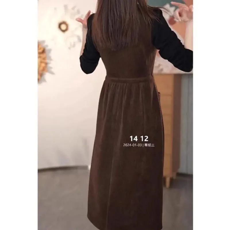 Fashion Dress New Female Bottoming Stitching Fake Two-Piece Suit Vestidos 2024 Spring Autumn Women's Long Sleeve Dress Tops