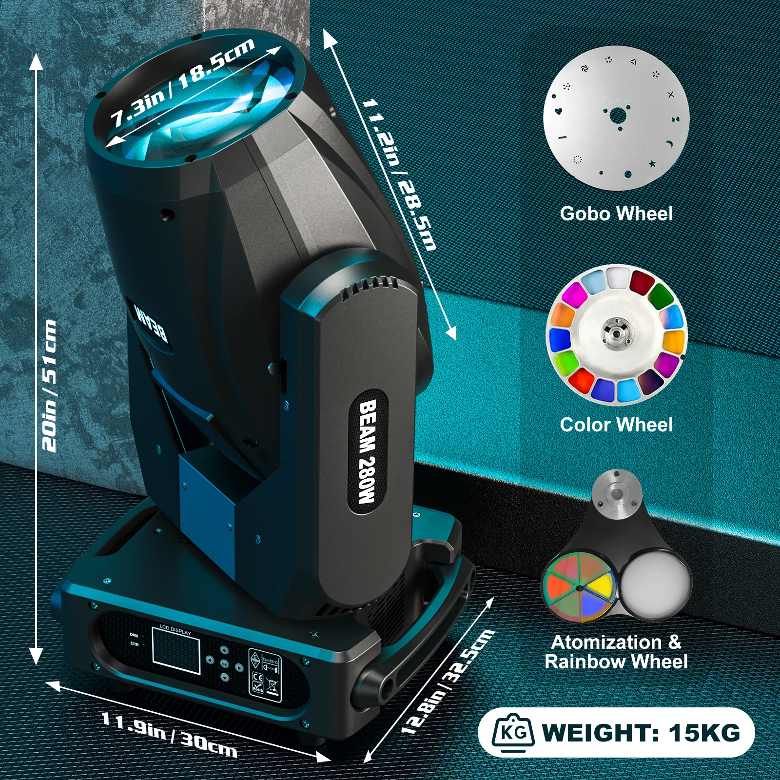 Yiflamefly 2Pcs 280W Beam Light High Brightness Disco Effect 13 Patterns Lamp DMX512 Sound Activated For DJ Bar Ballroom Wedding