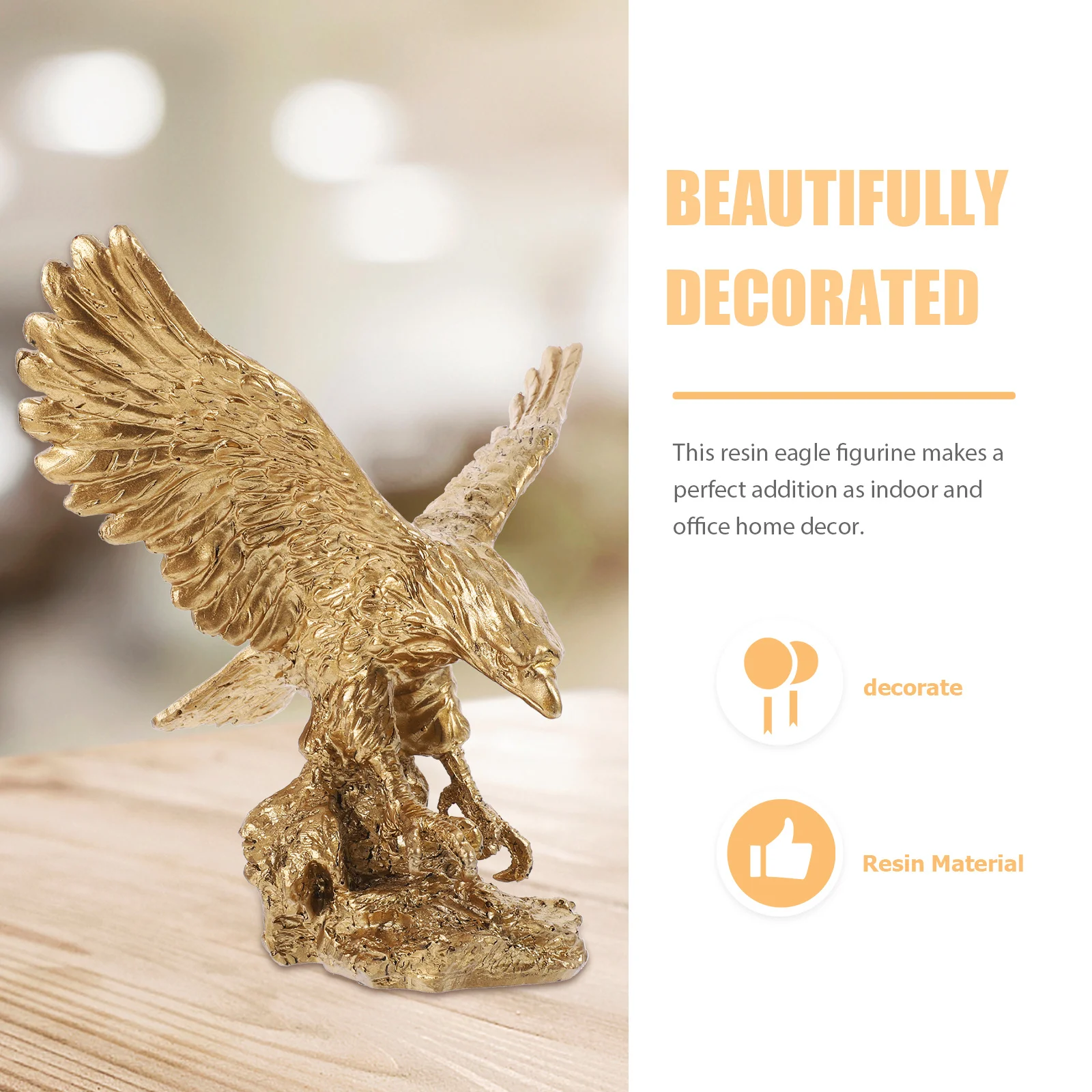 

Resin Eagle Statue Simulation Craft Decoration Desktop Tabletop Office Home Indoor Garden Adornment Resin Eagle Figurine