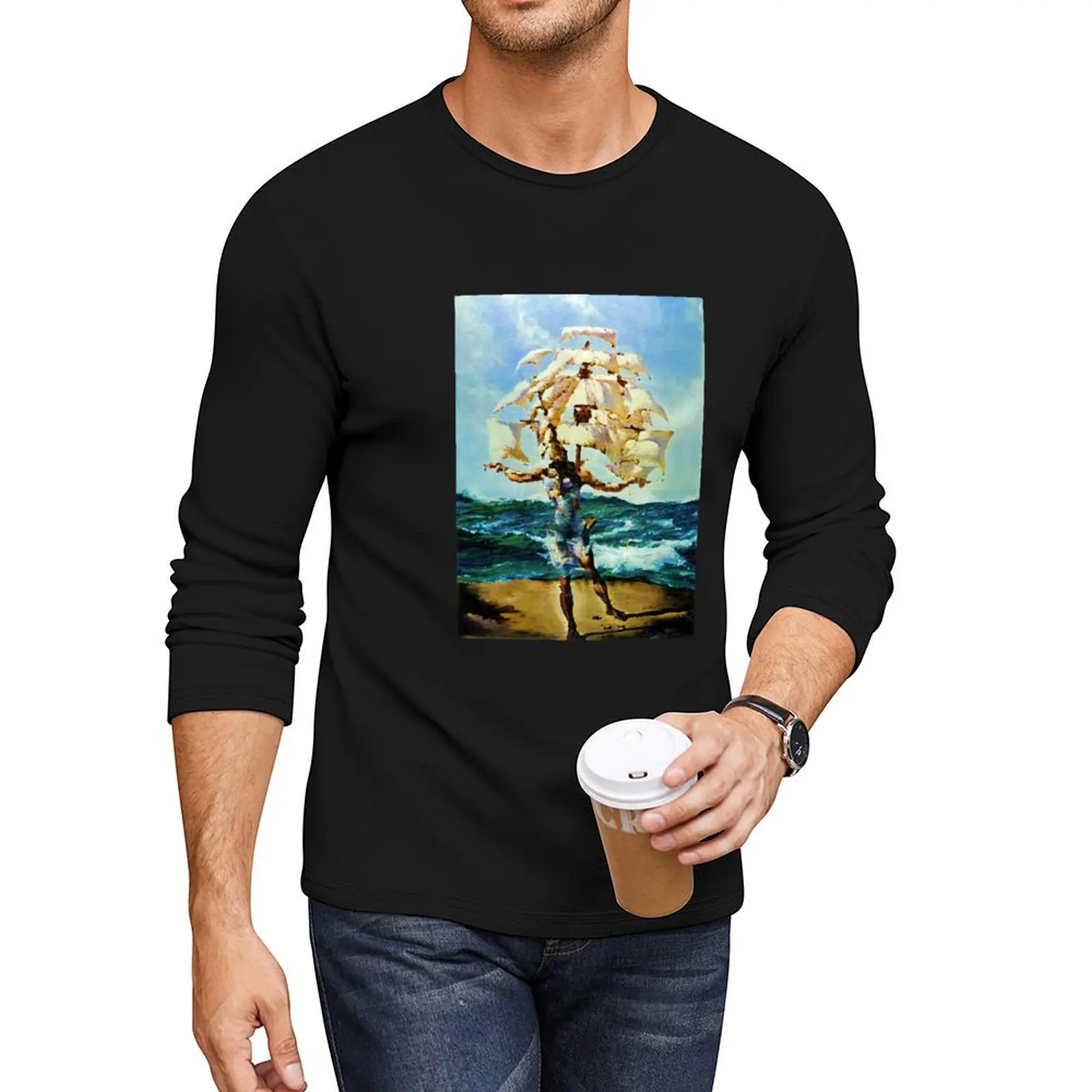 

Salvador Dali The Ship Long T-Shirt graphics t shirt mens cotton t shirts