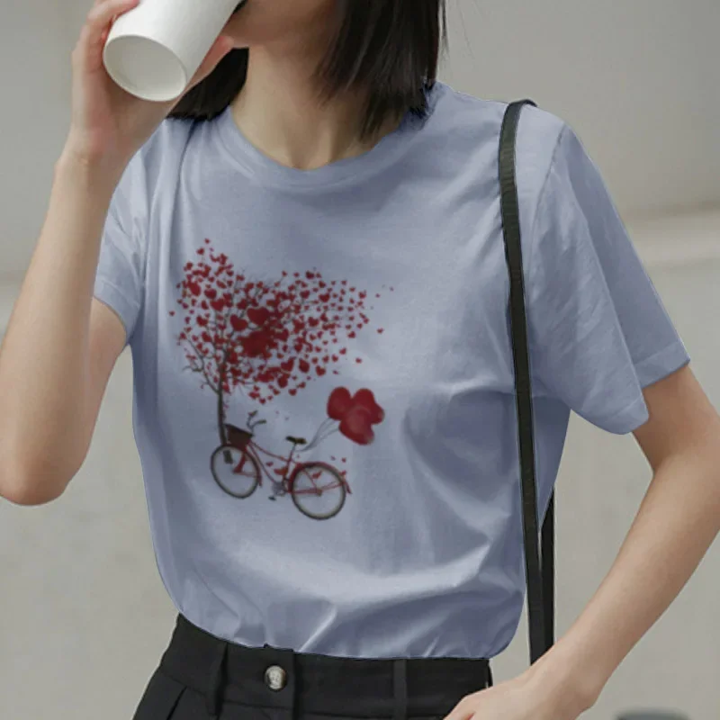 YC55   Casual Summer Women T Shirts Streetwear Cute Top Clothes Funny Print Short Sleeve O-neck Graphic Designer T Shirts Women