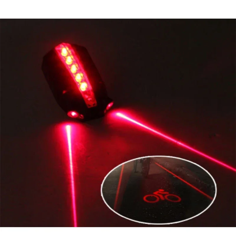 Beam Bike Logo Waterproof Rear Bicycle Tail Light 2 Laser+5 LED Red Lamp 4 Flashing Model Night Safety Warning  Accessorie