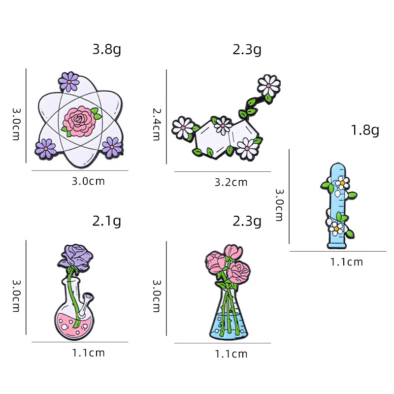 Nowe broszki z serii eksperyment naukowy kreskówka chemia zlewka przypinka kwiaty twórcza roślina plakietki uniwersalne akcesoria odzieżowe