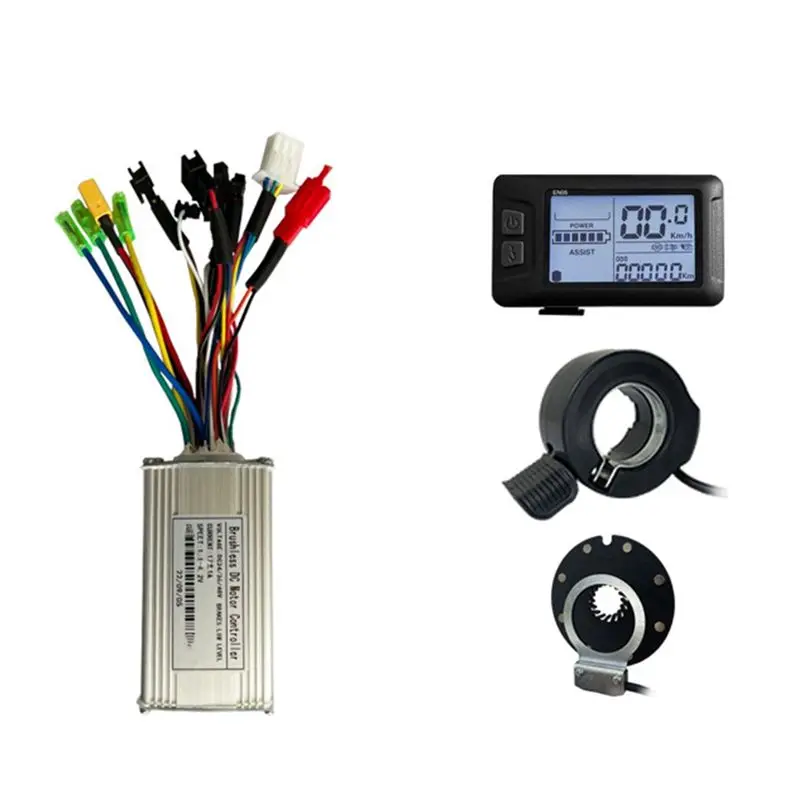 B50C 17A Three-Mode Sine Wave Ebike Controller With EN05 Display Thumb Throttle For 24V 36V 48V 250W 350W Electric Bicycle