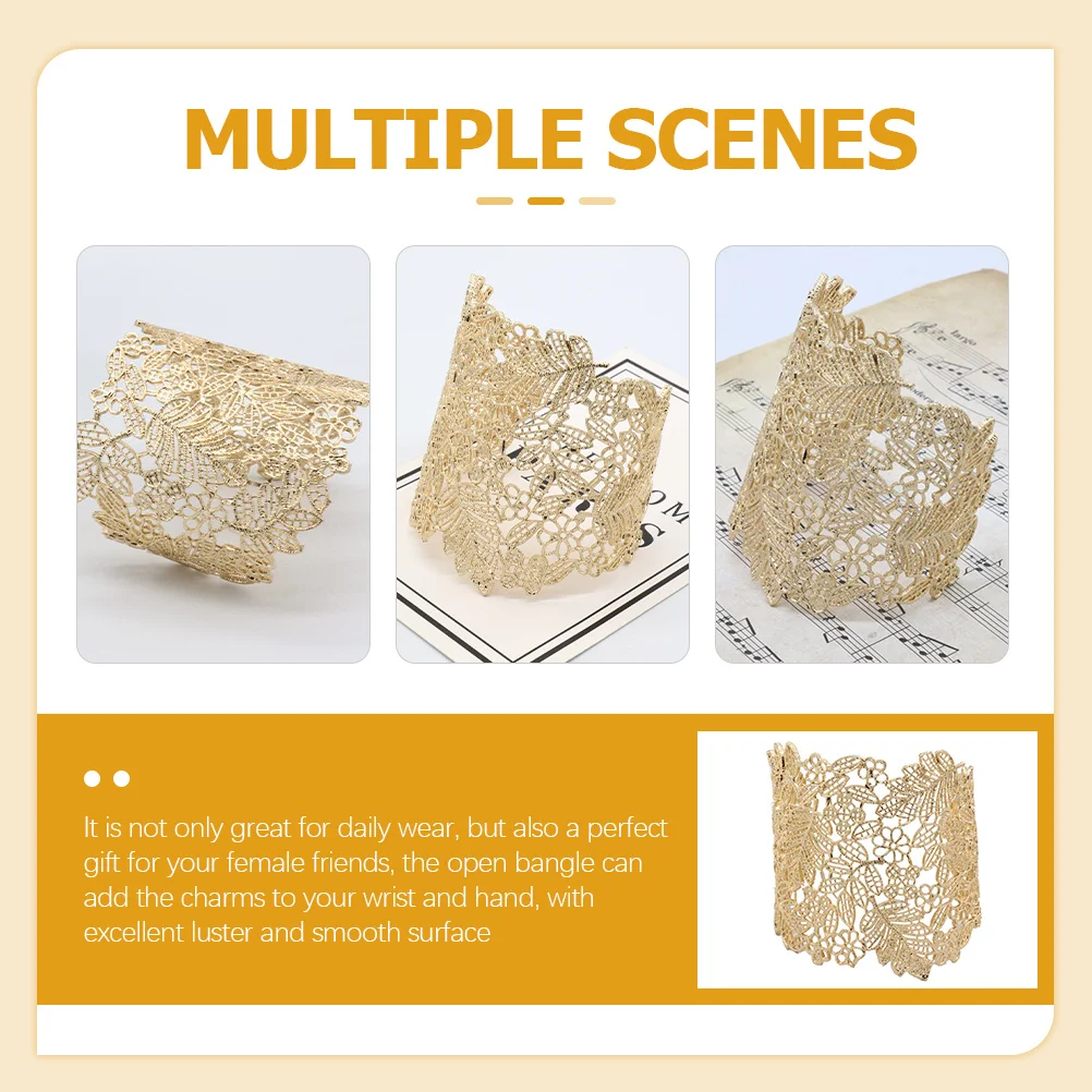 

2pcs Gold Leaf Bracelet Adjustable Open Bangle For Women Wrist Cuff Jewelry Gift Fine Craftsmanship Durable Elegant Design