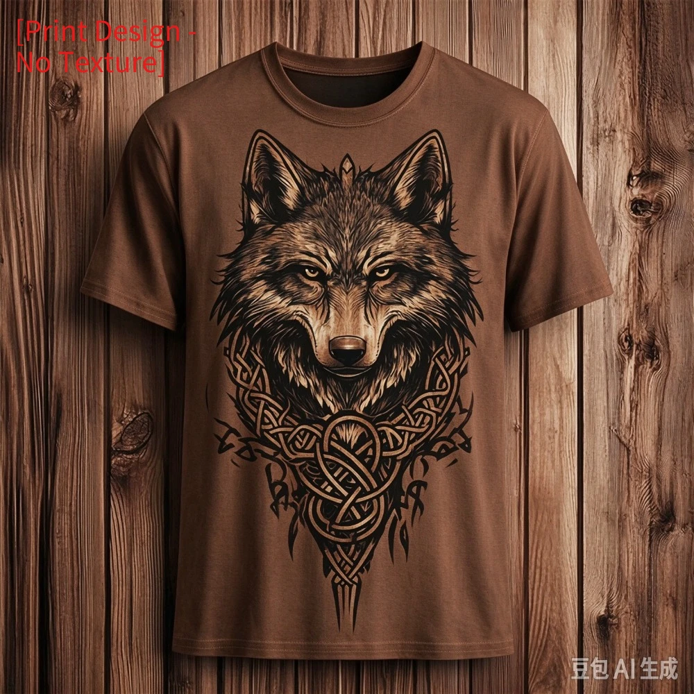 Wolf-head Celtic Knot Pattern 3D Print Men Sport T-shirt Outdoor Street Casual Fashion Quick-drying Breath Parent-child Clothing