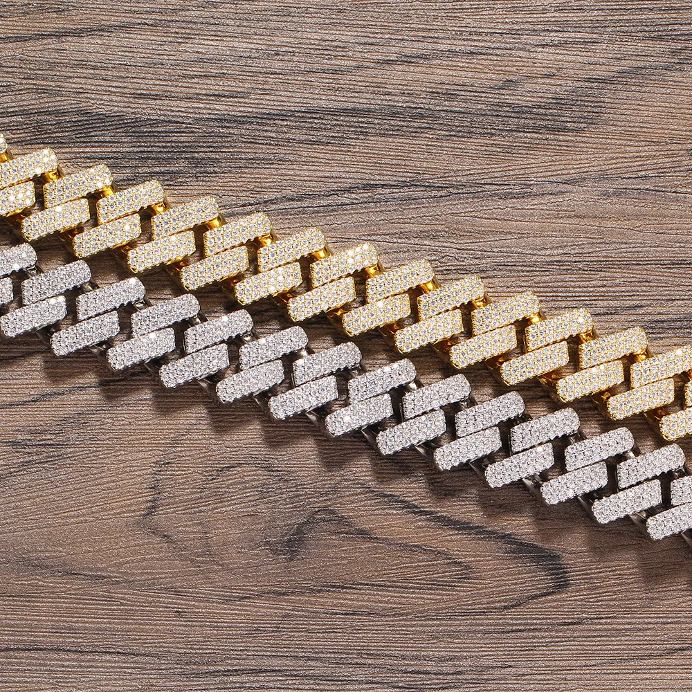 

European and American Fashion Diamond Chain Box Buckle Cuban Chain - Full Zirconia Hip Hop Necklace (unisex)