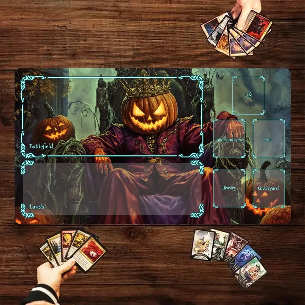 

Волшебный игровой коврик для карт с зоной Хэллоуин Тыква King mtg игровой коврик для сбора игровых ковриков Commander Battle игровой коврик