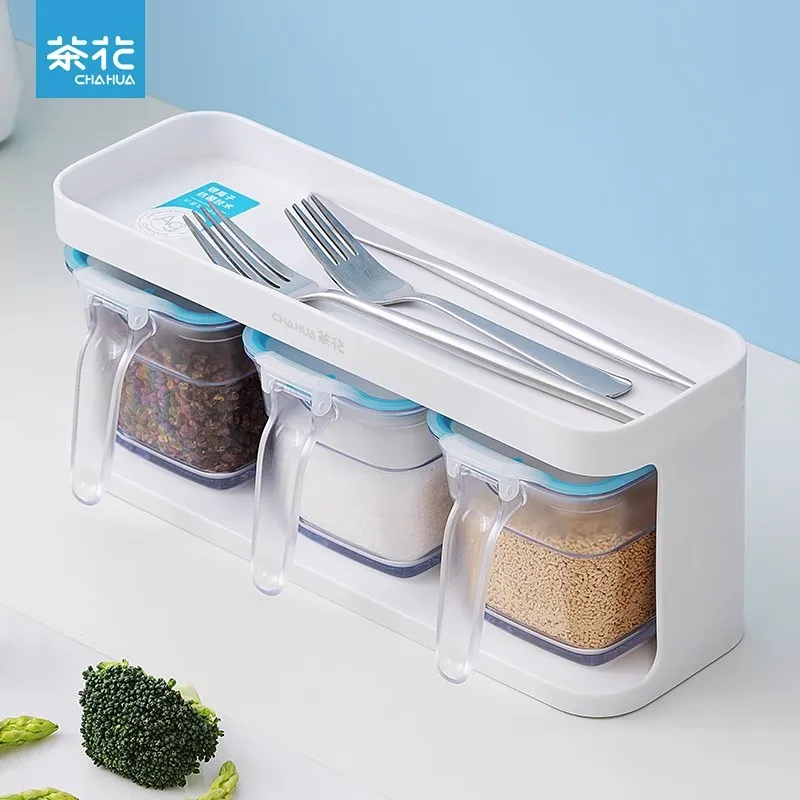 

CHAHUA Silver Ion Antibacterial Seasoning Can Seasoning Box Seasoning Box Kitchen Salt Storage Bottle Set Household Seasoning