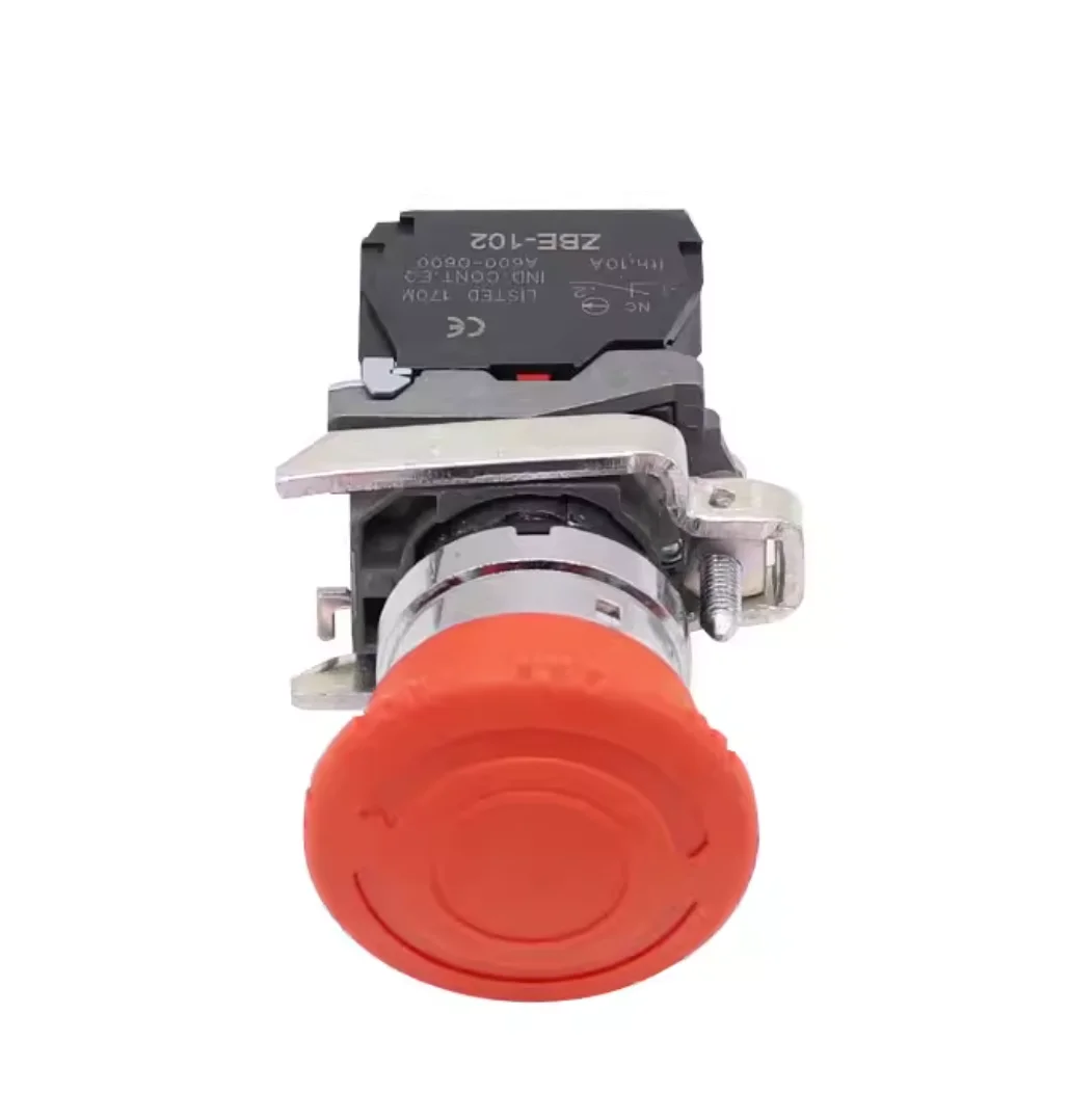 1pc Emergency Stop Mushroom Push Button Switch Fits Xb4-bs542 Spring Return 1n/c