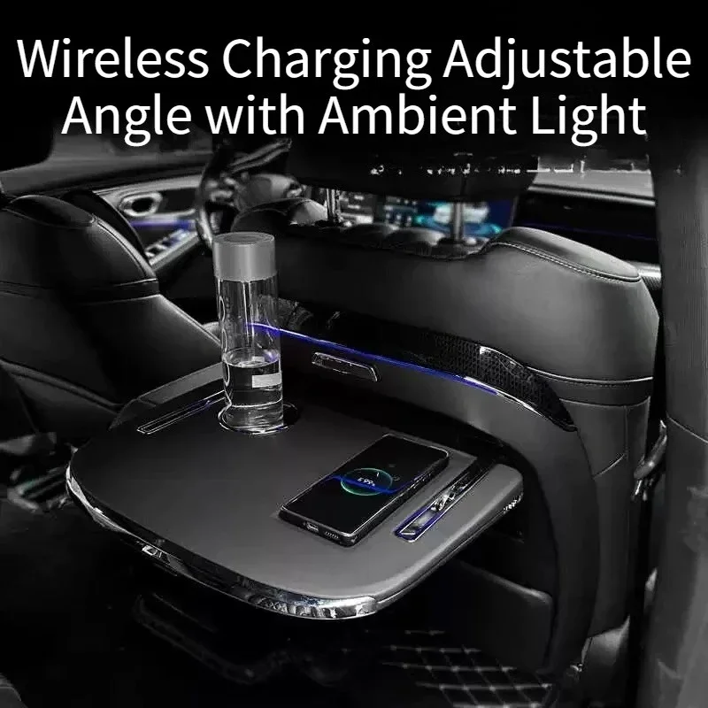 

For GAC Trumpchi E8/GAC GS8 Electric Seat Back Small Table Board w/ Ambient Light Wireless Charger Foldable Laptop Table Plate