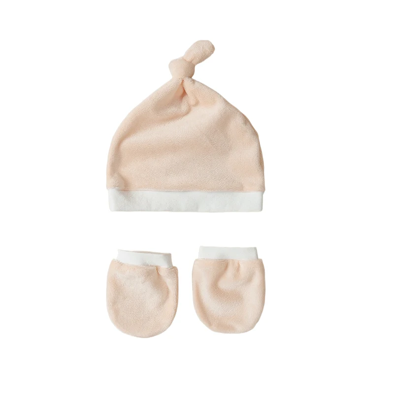 Newborn Baby Cotton Beanies Hospital Hat and Mittens Set Baby Hat Gloves Set Boy Girl New Born Gift