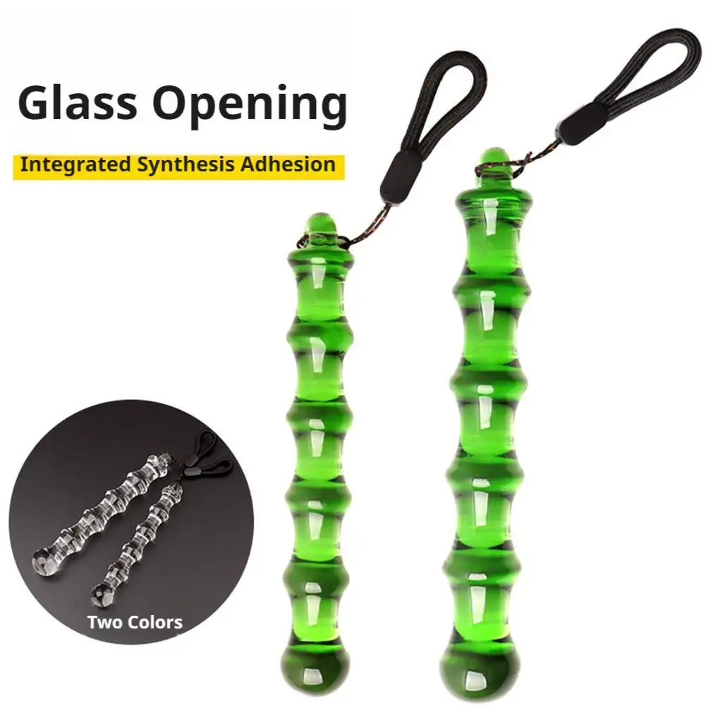 Glass Meridian Massage Wand Smooth Acupoint Relax Massager For Neck Shoulder Hip Hot Cold With Wrist Lanyard Clear Green