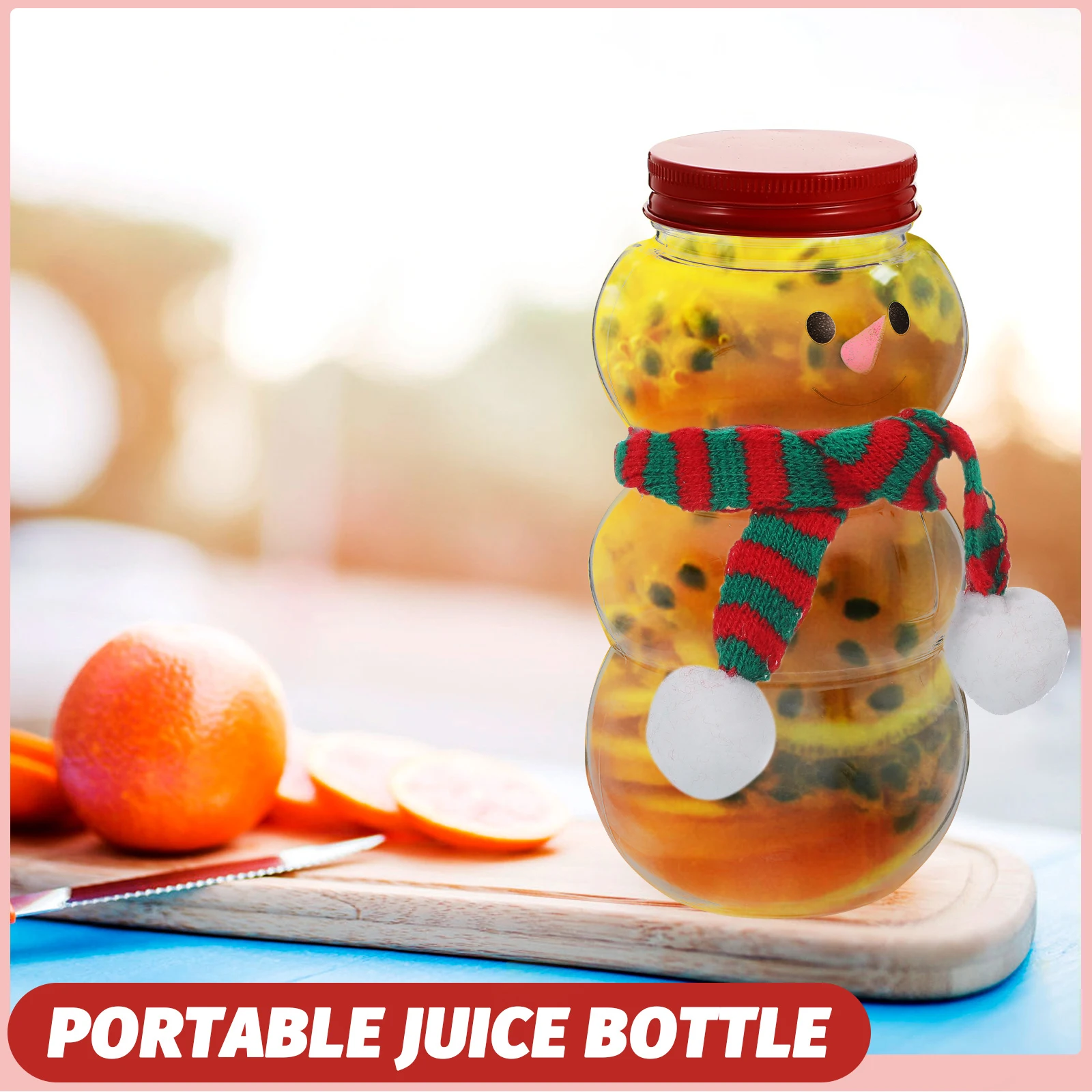 

Christmas Candy Holders 500ml Snowman Drink Cup Empty Juice Bottle Adorable Bottles Jar Portable Storage Container Outdoor Use