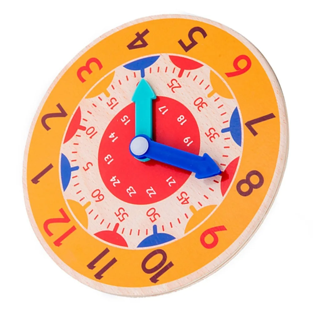 Wooden Material Wooden Teaching Clock Improve Observation Teaching Function Educational Toy Clock Cognitive Learning