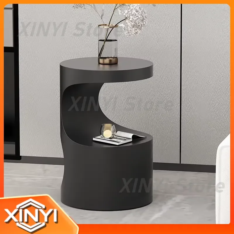 Iron Sofa Side Table for Living Room for Modern Home Decor Double Layer Coffee Table Cylindrical Nightstand Easy Clean