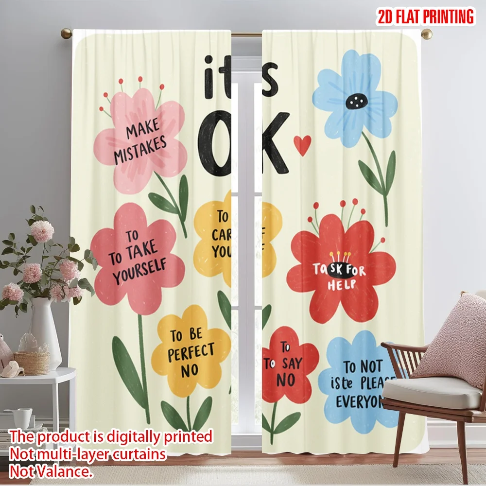 

2pcs 2D flat printing Drapes It's OK to Make Mistakes_a Polyester Without Electricity Seasonal Party & Holiday Decor Use for All