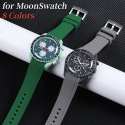 Rubber Strap for Omega for Swatch for Moonswatch 20mm Curved Rubber Watch Strap Soft Waterproof Sport Bracelet for Women Men