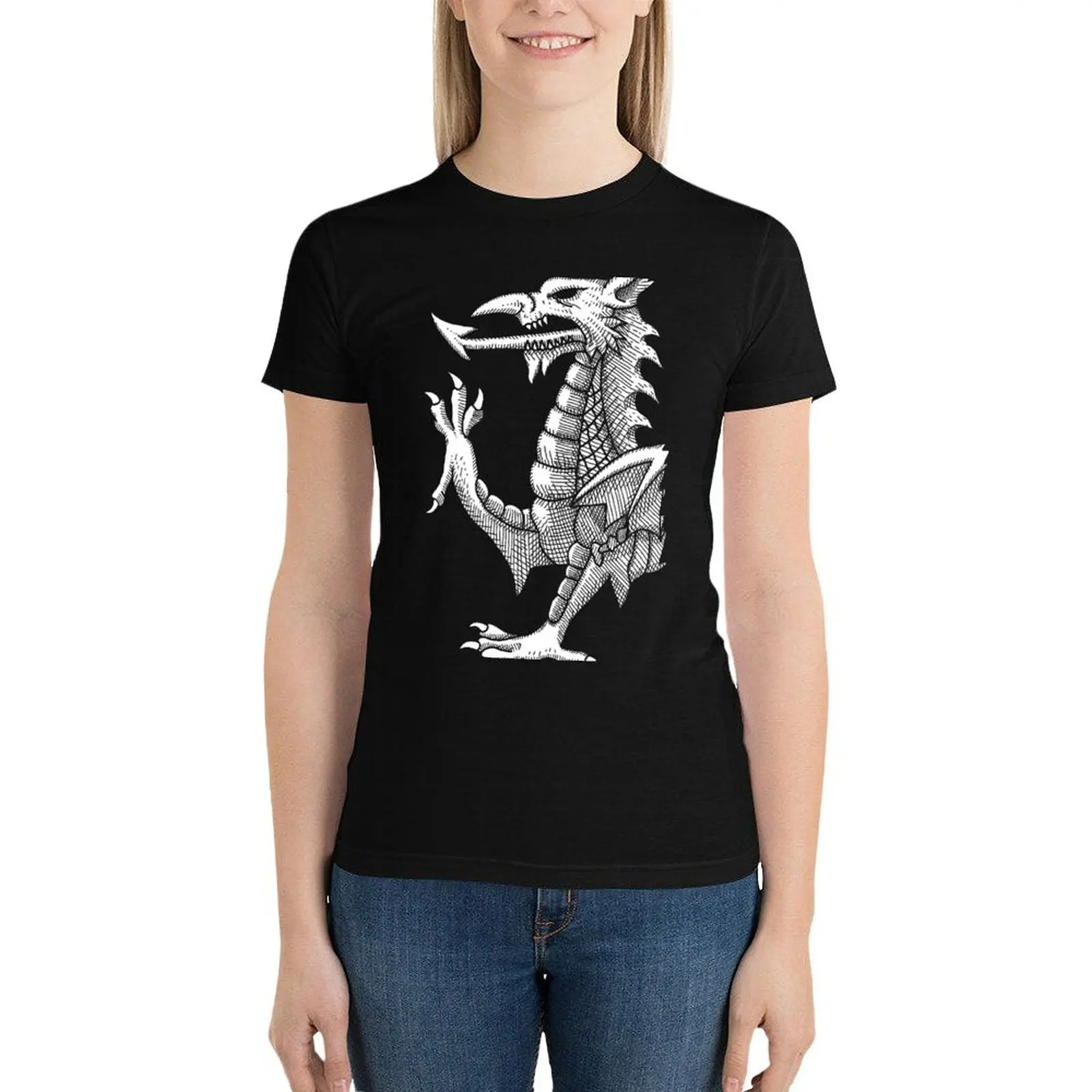 Welsh Dragon Lines T-Shirt Aesthetic clothing Blouse t-shirt dress for Women long