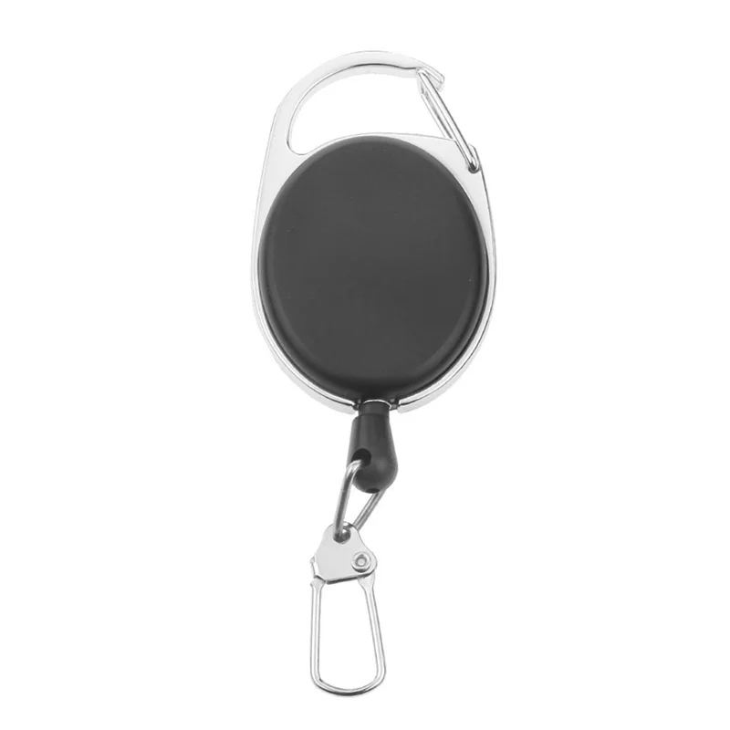 A29F-4X Moschettone retrattile resistente Badge Trilli Filo da 60 cm con clip per portachiavi Nero