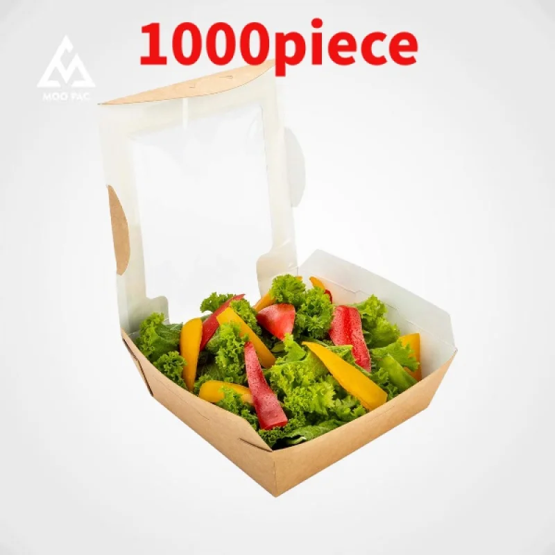 

10 00piece.Custom.Recyclable Eco Friendly Custom Food Grade Kraft Paper Boxes With Window Salad Sandwich Cake Cookies Desser