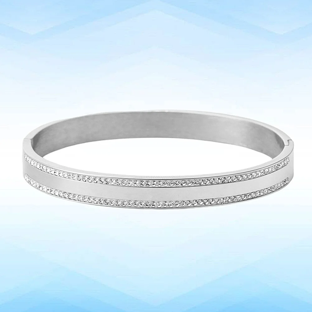 

Rhinestone Bracelet Stylish Stainless Steel Durable Lightweight Perfect Gift for Daily Wear Bangle