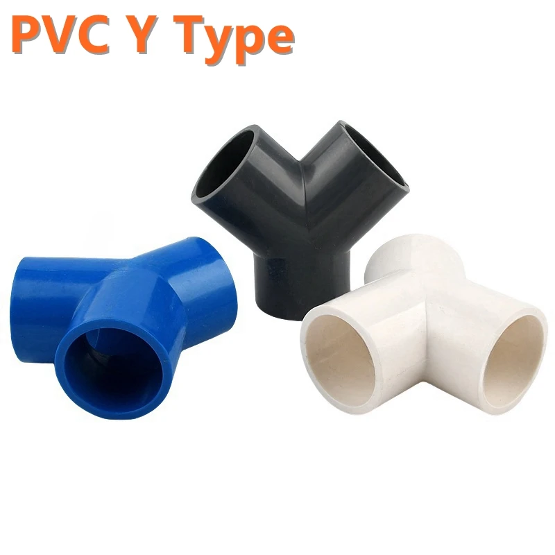 1PC I.D 20/25/32/40/50/63mm PVC Pipe Y Type Tee Connector 3 Way Joints Garden Iirrigation Tube Adapter Aquarium Fish Tank