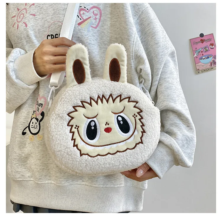 Nueva gran oferta, bolso cruzado Labubu de dibujos animados de Anime, bolso de hombro, bolso de felpa Kawaii, bolso de moda para actividades al aire libre, bolso de mujer, regalo para niña