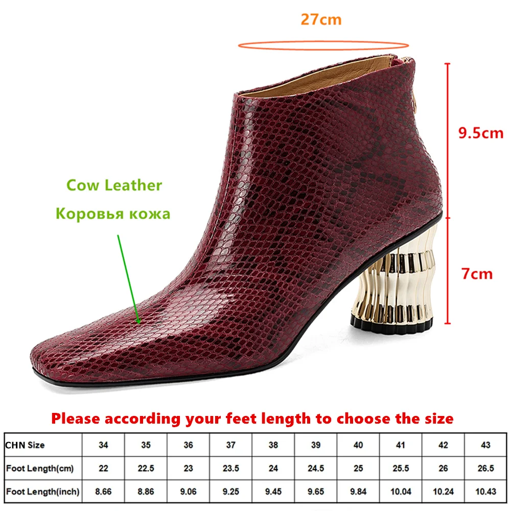MILI-MIYA New Arrival Genuine Leather Ankle Boots Square Toe Back Zipper Trend Dress Round High Heels Business Dress Shoes