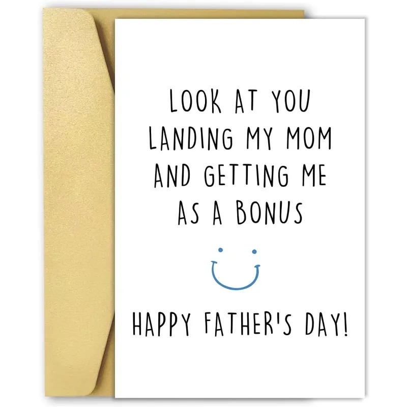 Funny Stepdad Fathers Day Card from Step Son Daughter, Gifts for Bonus Dad, Happy Fathers Day for Step Dad