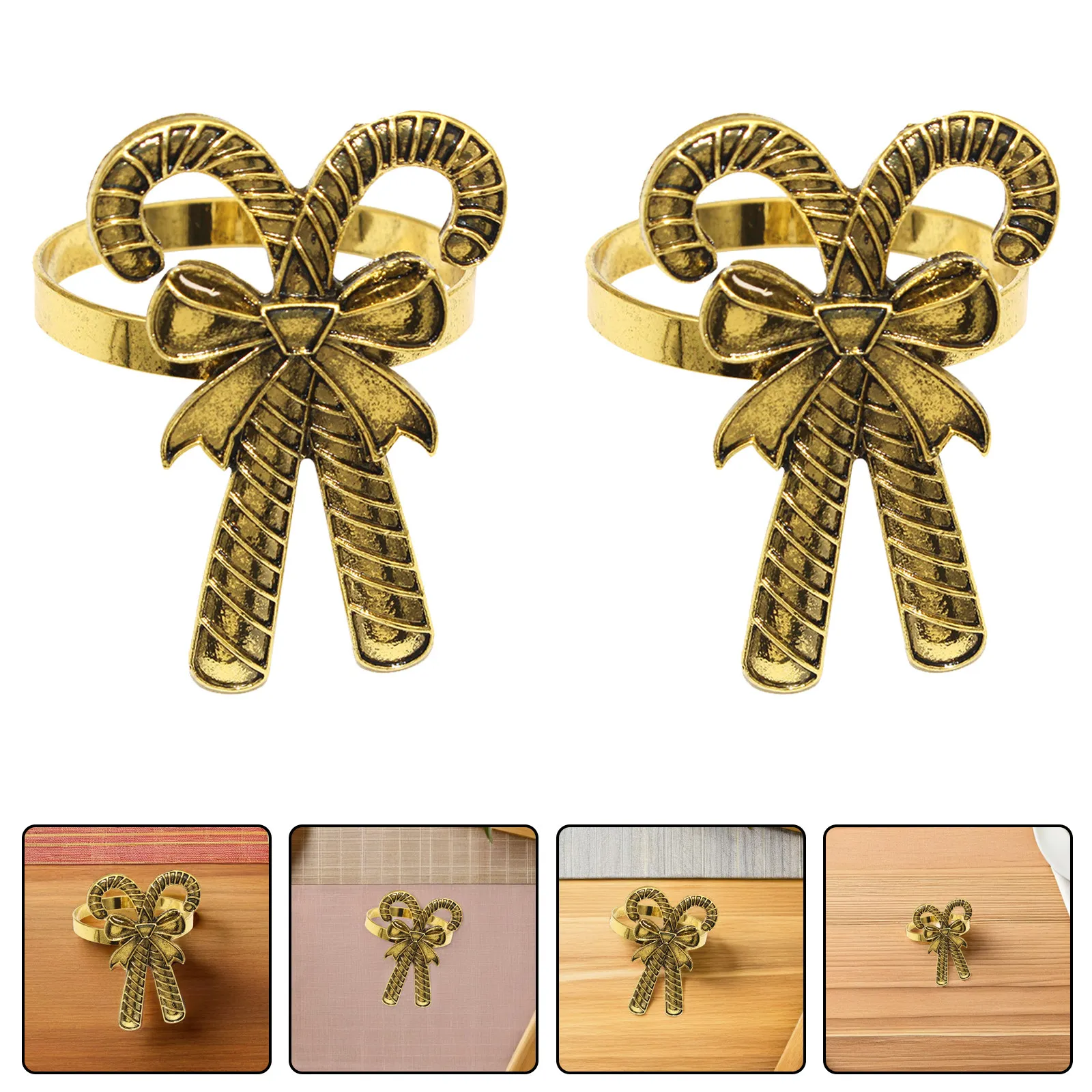 

Набор из 4 металлических колец для салфеток с бантом и дизайном в виде трости, праздничный декор для стола на банкеты и мероприятия