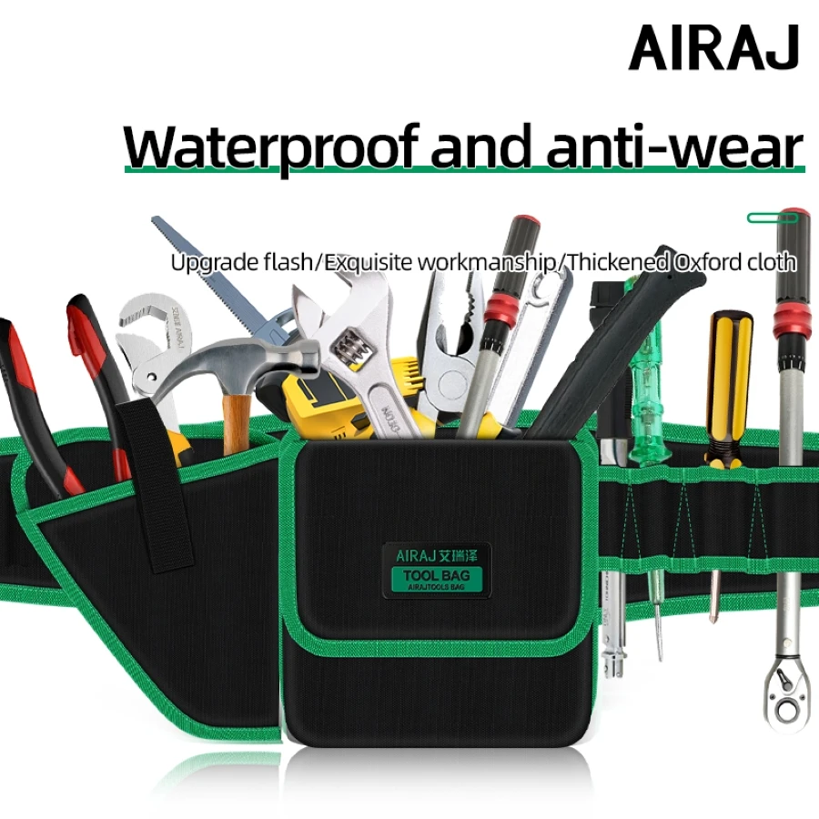 Imagem -05 - Airaj-multifuncional Ferramenta de Armazenamento Bolsa Belt Eletricista Toolkit Broca Bolsa da Cintura Chave de Fenda Hardware Ferramenta Bolsas Organizador