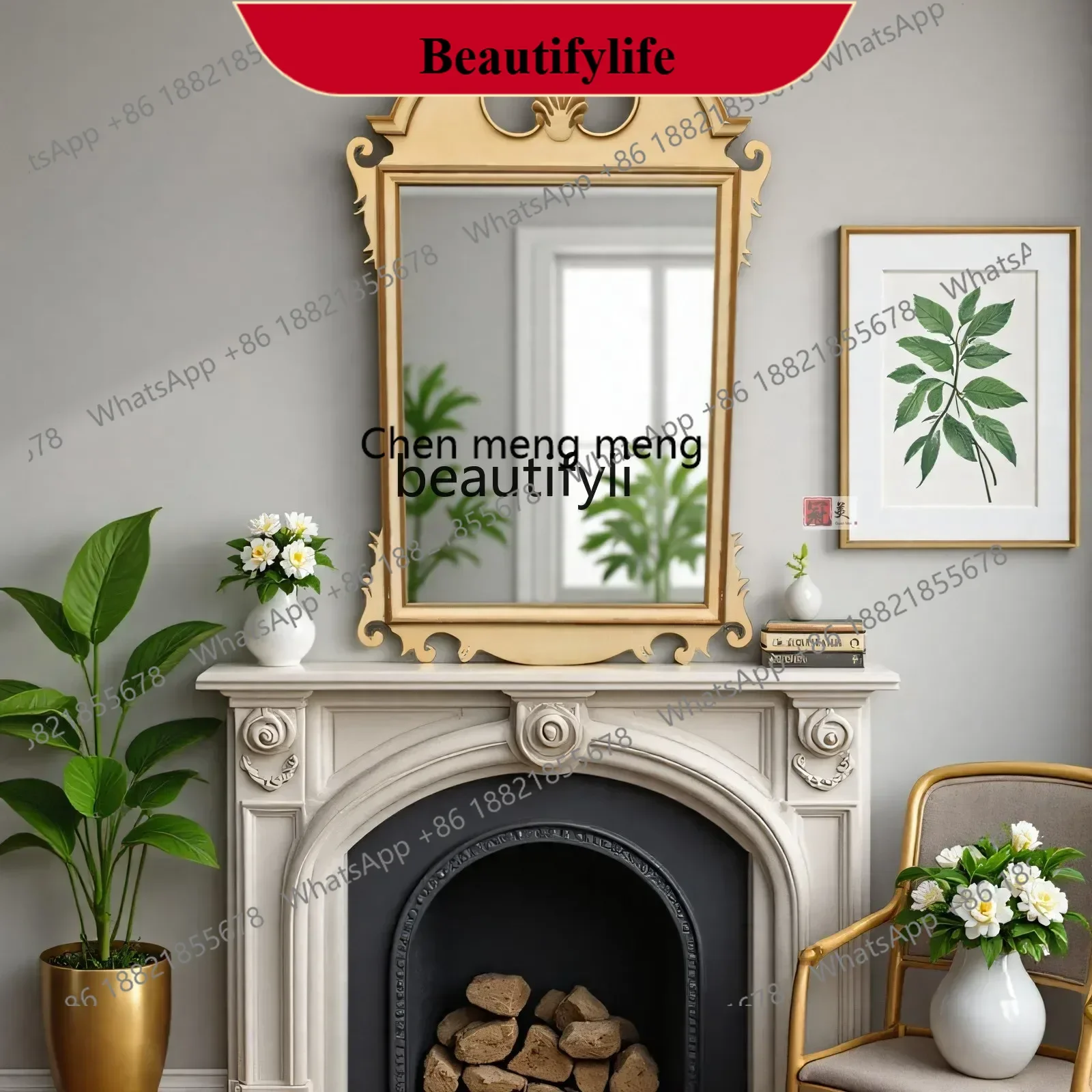 

D178 European retro art decorative mirror French desktop cosmetic mirror wall hanging, bathroom mirror wall hanging