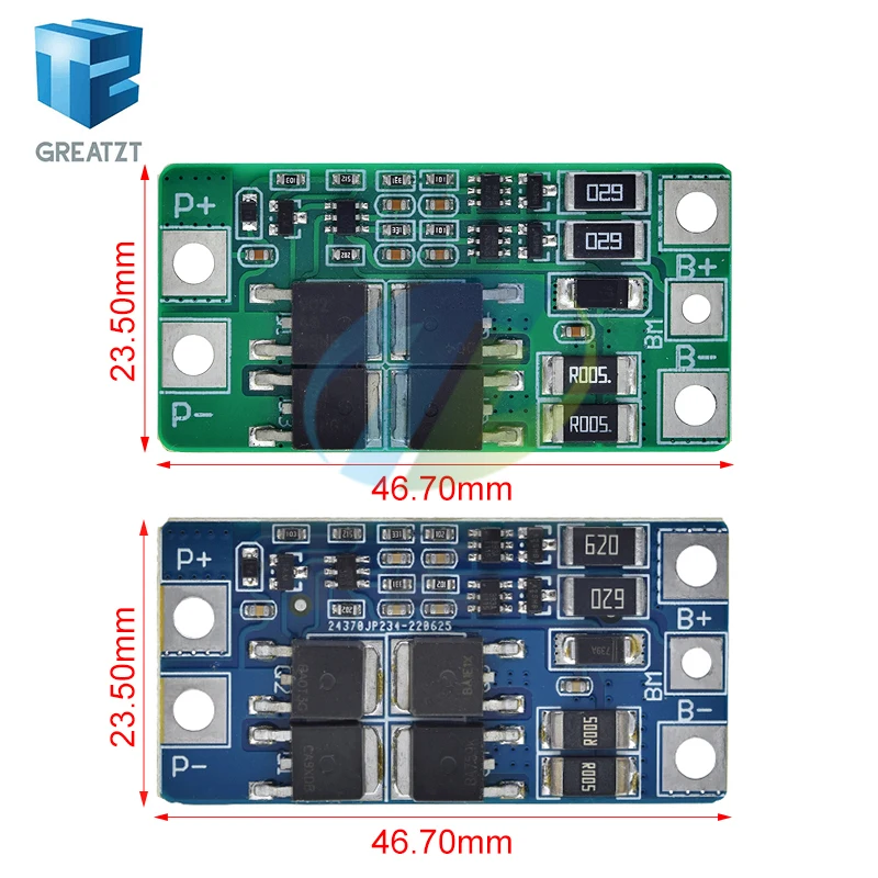 TZT BMS 2S 3.2V 3.7V 10A LiFePO4 / Lithium Battery Charge Protection Board 6.4V 7.2V 18650 32650 Battery Packs With Balance