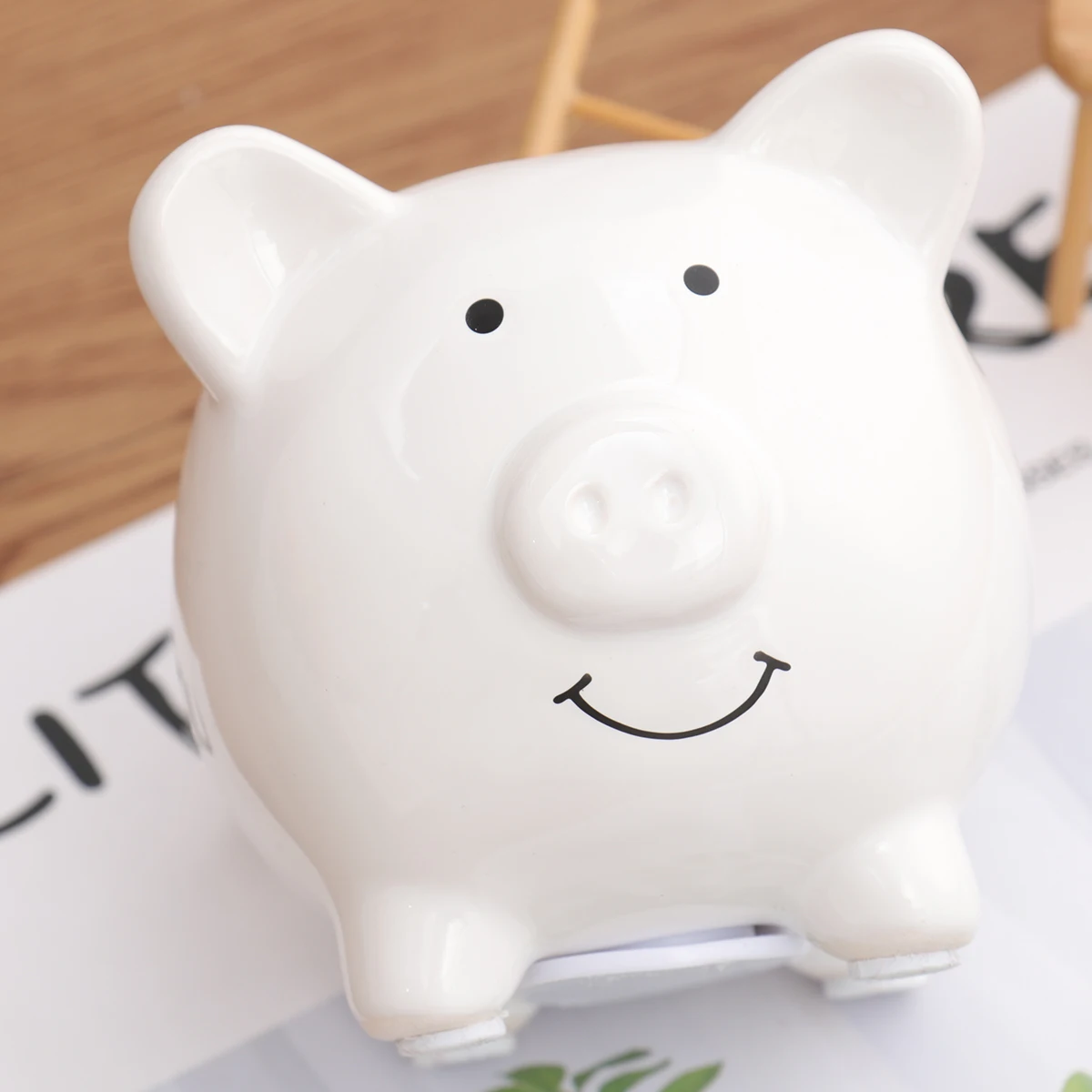 Hucha de cerámica, decoración lisa y sólida para guardería, hucha decorativa que fomenta el ahorro de dibujos animados, bote para ahorrar dinero