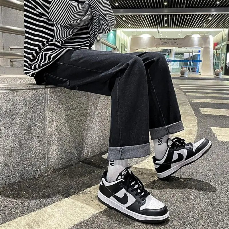

Loose Straight Leg Men's Jeans Casual Long Trousers Spring Autumn New Sle Wide Leg Pants Faionable Youth Denim Jeans