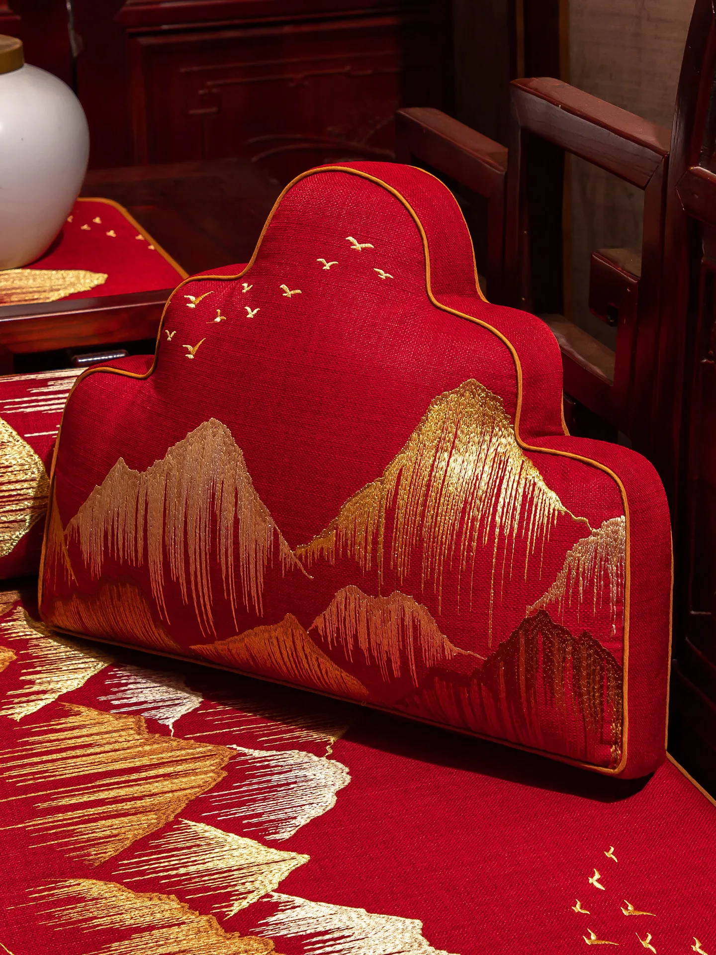 

Подушка для дивана в китайском стиле из красного дерева, в форме облака, для офисного кресла, с поддержкой поясницы