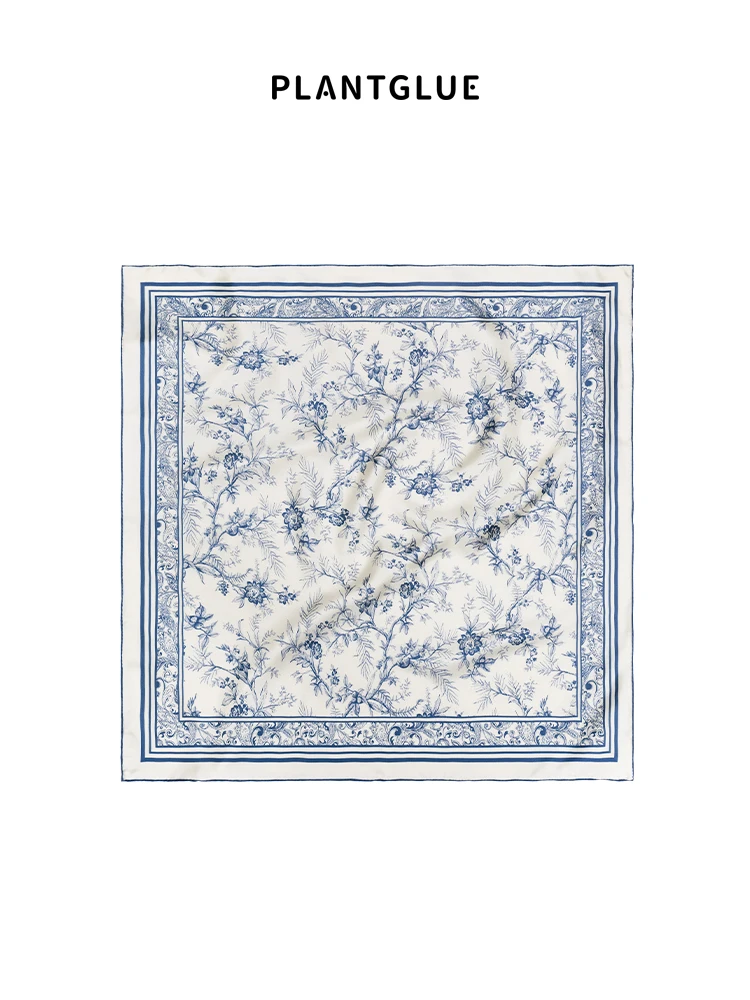 

Plant Floral Silk Scarf Women's New 2026 Vintage Natural Rhythm Silk Square Scarf Gift Student Youth Couple Parent-C...