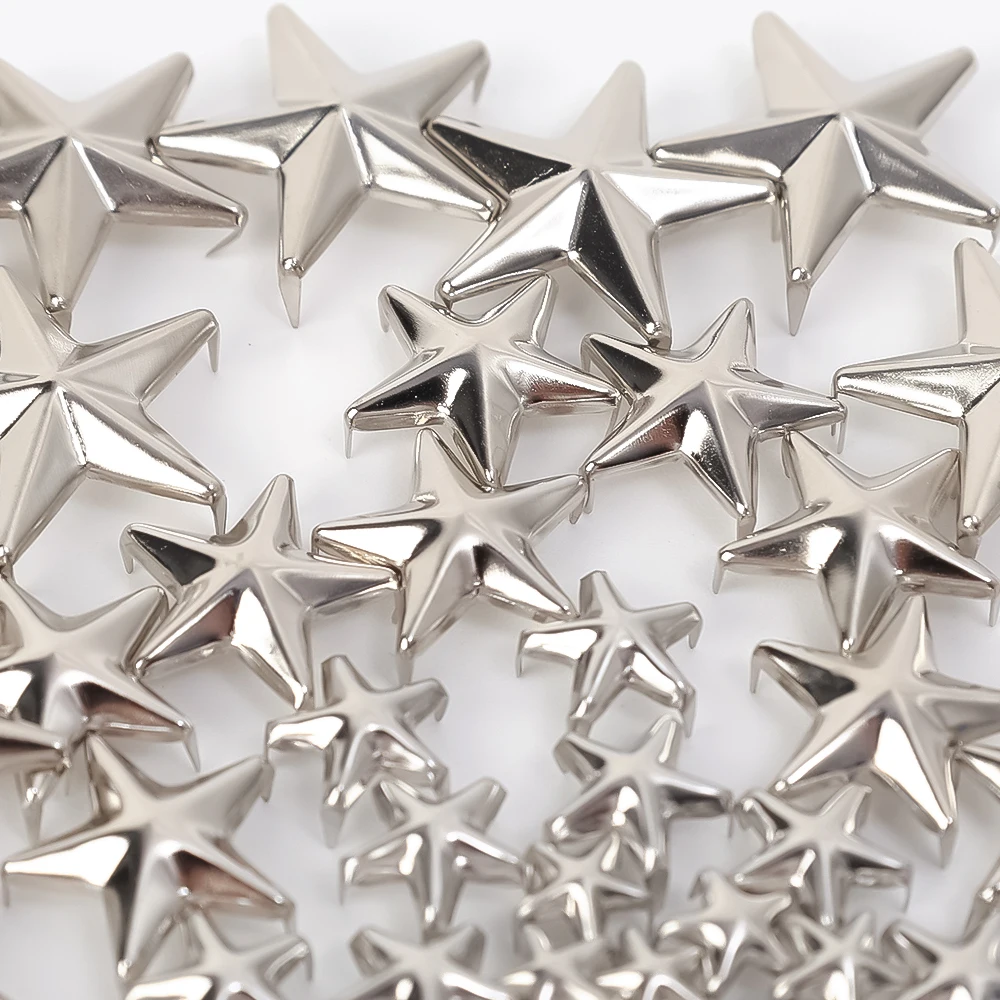 200/10Pcs Metal Star Rivets Silver Rock Punk DIY Clothes Shoes Bags Studs Spikes Crafts Accessories Sewing Buttons Leather Decor