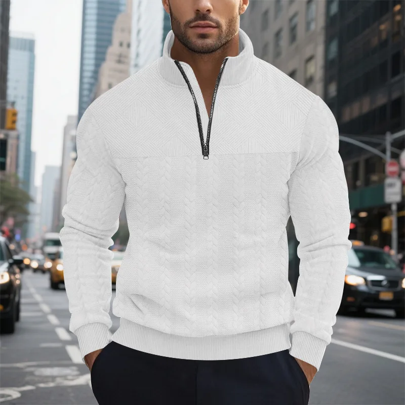 Mens Autumn Sweatshirt Zip Hoodie Sweatshirt Pullover Quarter Zip Sweatshirt Standing Collar Plain Sports Outdoor Casual Winter
