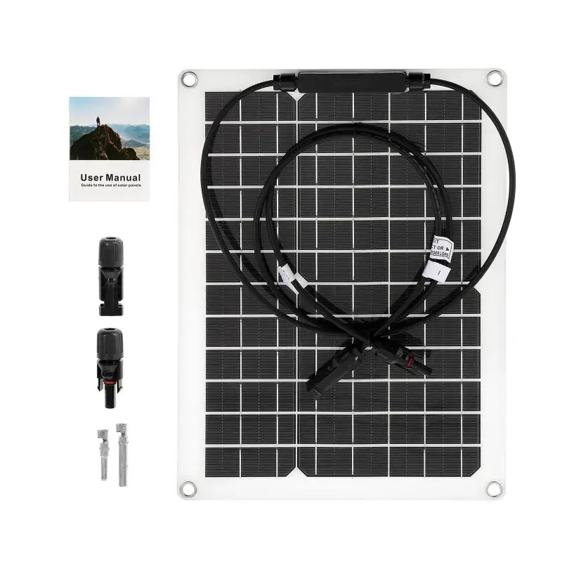 Panel Solar Flexible de 30W-600W, cargador de batería de 12V, USB Dual con controlador 10A-100A, Banco de energía de células solares para teléfono, coche yate