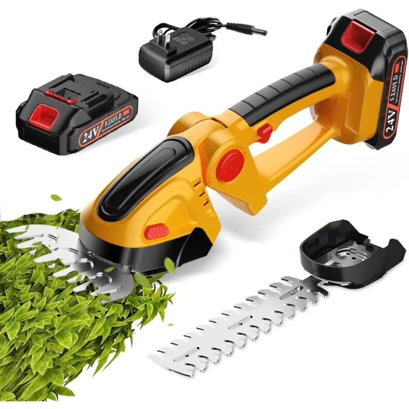 

Trimmer Cordless with 21V Battery - 2 in 1 Electric Shrubbery Trimmer, Handheld Grass Shear Cutter Lightweight-Mini-Grass-