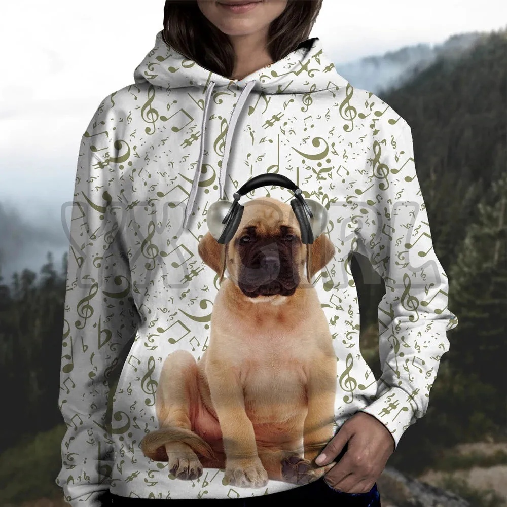 Great Music With French Bulldog   3D Printed Hoodies  Unisex Pullovers Funny Dog Hoodie Casual Street Tracksuit