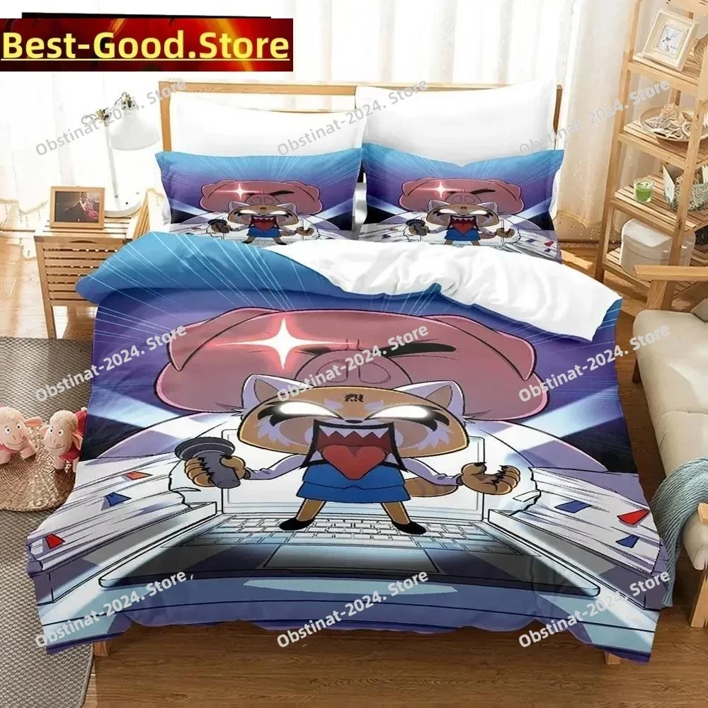 

3D Cartoons Aggretsuko Bedding Set Printed single Comforter Quilt Bed Cover Duvet Cover Pillow Case 3 Pieces Set Kids Adult Size