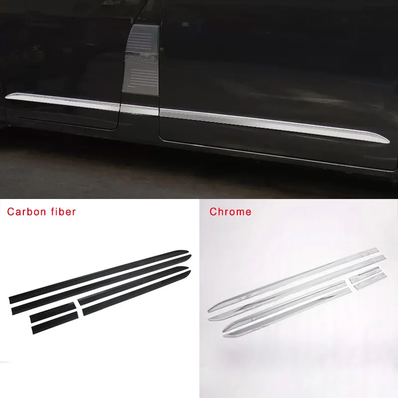 For Toyota Hiace H300 2019 2020 2021 2022 2023 2024 Carbon fiber Chrome Side Door Molding Trim Cover