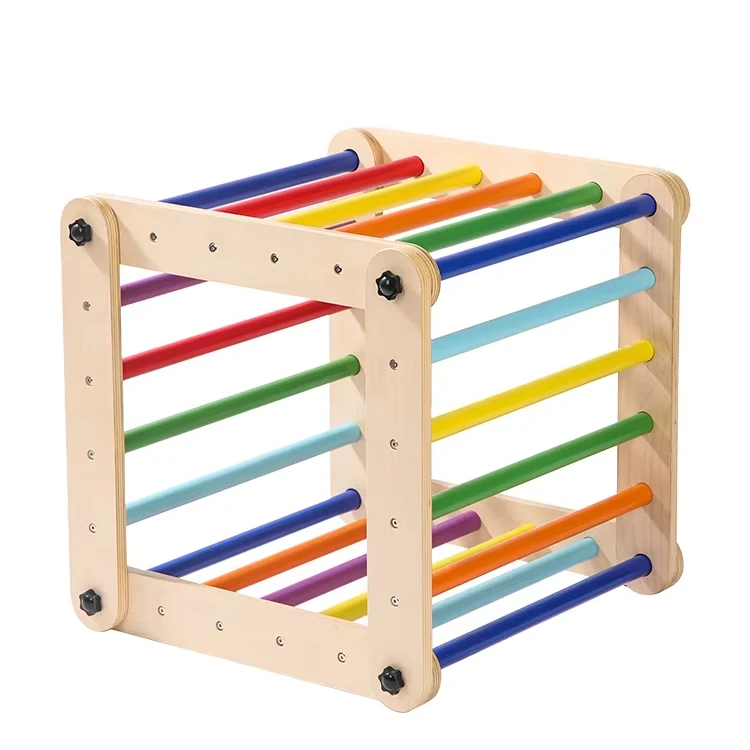 Jungle Gym Kids Outdoor Triangle Wood Indoor Climbing Frame Set of 3 Montessori Climbing Wooden Climbing Frame Set for Kids